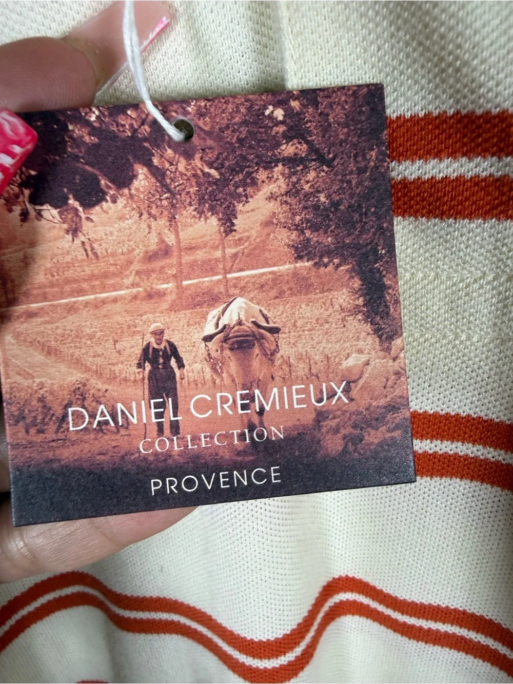 Vintage Daniel Cremieux Cream and Orange Striped Polo. Absolutely classic piece